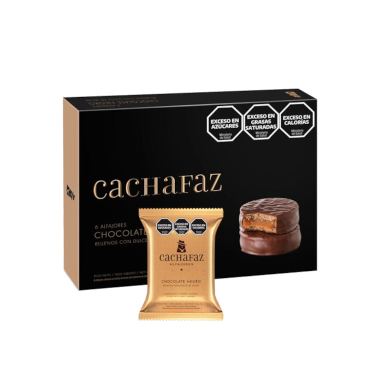 Cachafaz Alfajor Dark Chocolate with Dulce de Leche (box of 6)